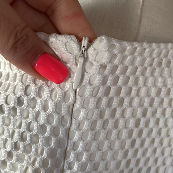 Tribalfemme white dress lattice embroidered on sheer overlay sleeveless shift 14 - Picture 7 of 16